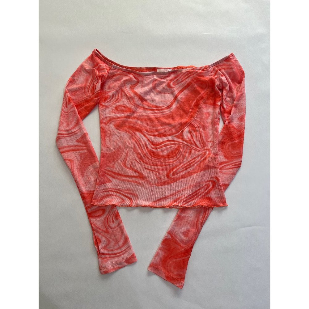superdown Red Swirl Off-Shoulder Top